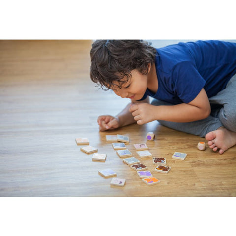 Kid playing PlanToys Finding An Elephant