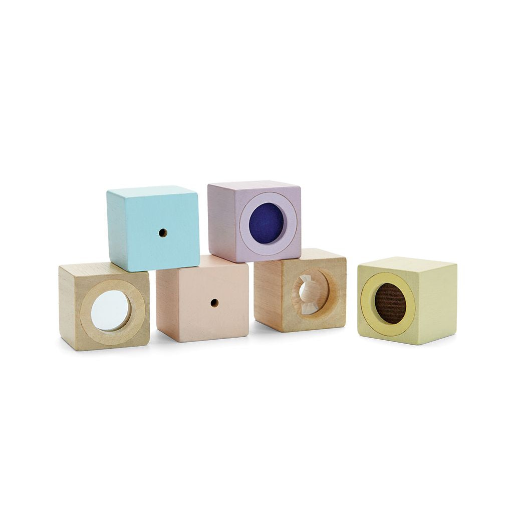 PlanToys pastel Sensory Blocks wooden toy