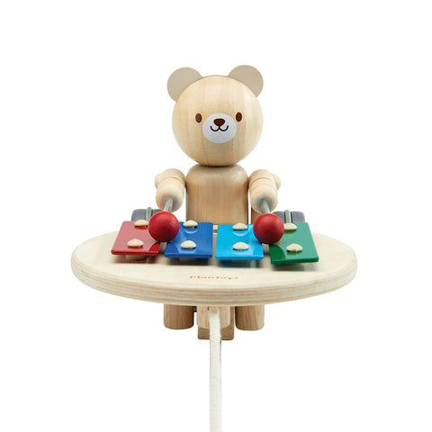 PlanToys Pull Along Musical Bear wooden toy