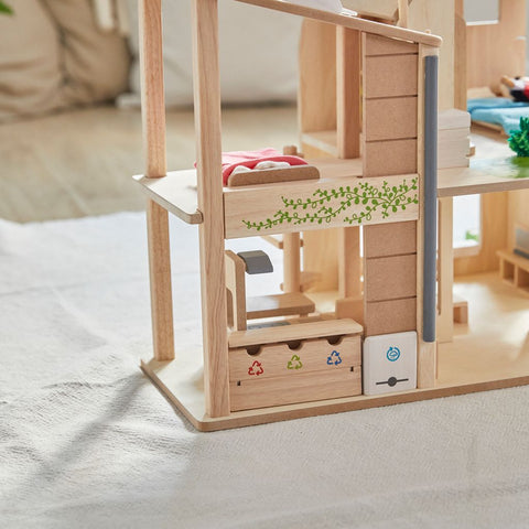 Green Dollhouse With Furniture