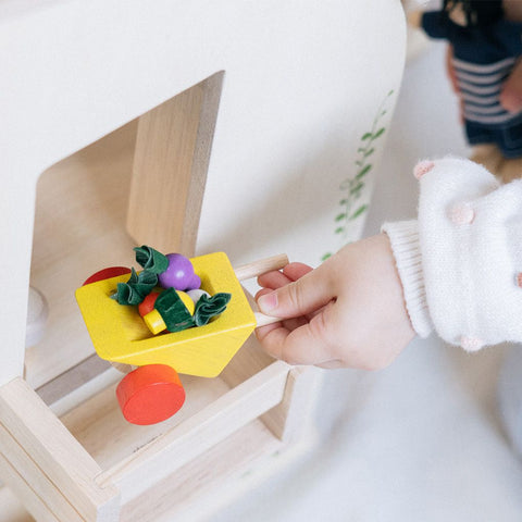 Groen poppenhuis met meubels