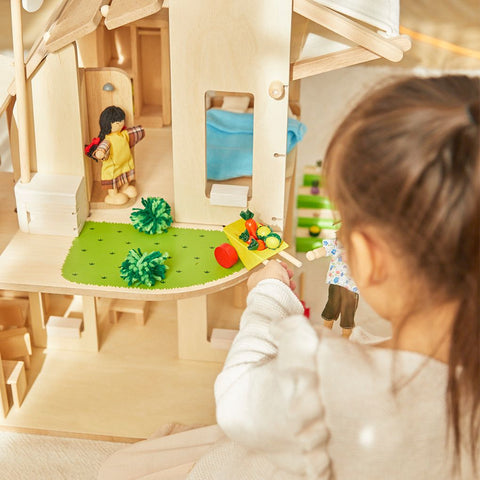 Green Dollhouse With Furniture