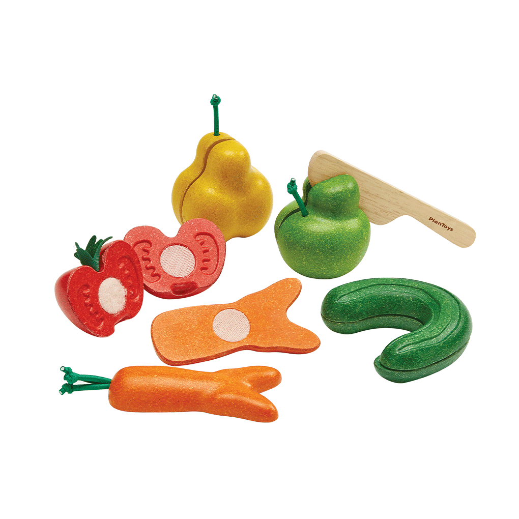 PlanToys Wonky Fruit & Vegetables wooden toy