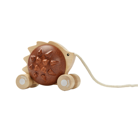 PlanToys brown Pull Along - Hedgehog wooden toy