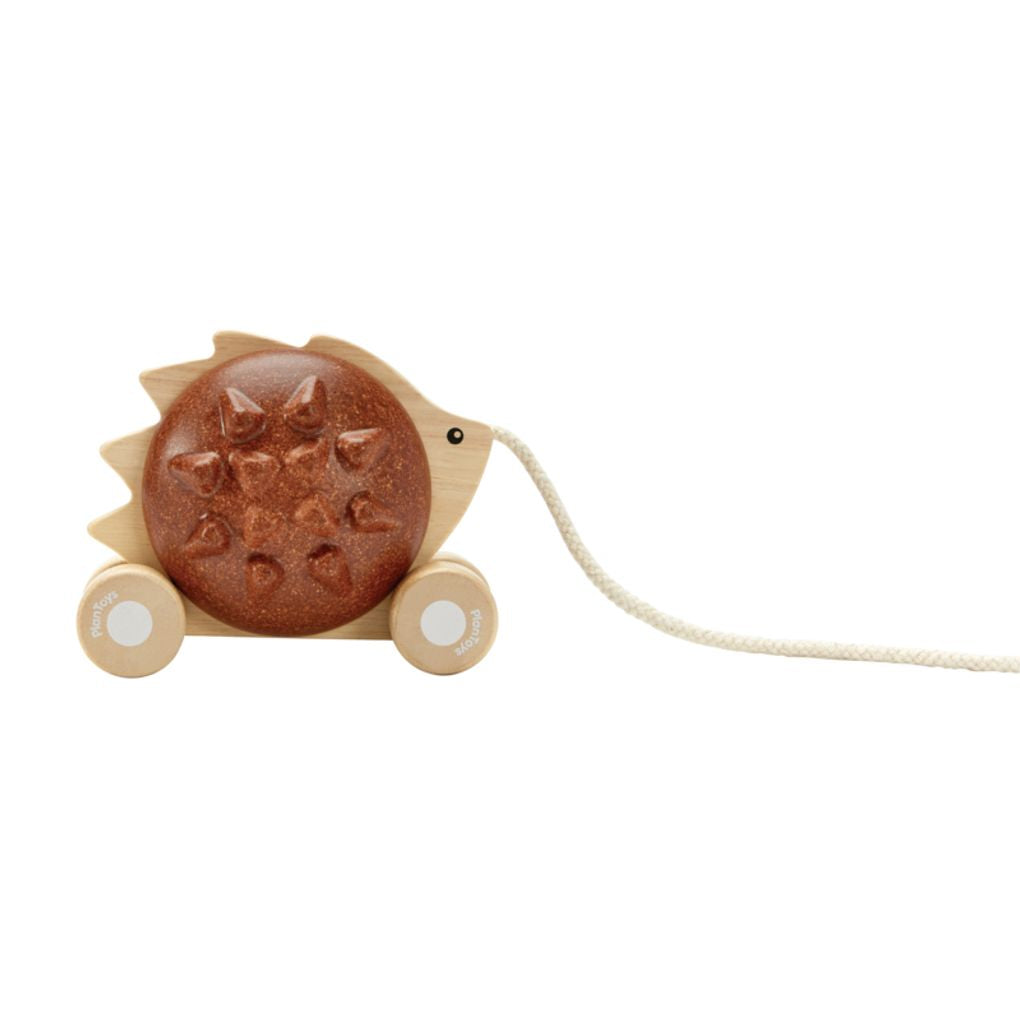 PlanToys brown Pull Along - Hedgehog wooden toy