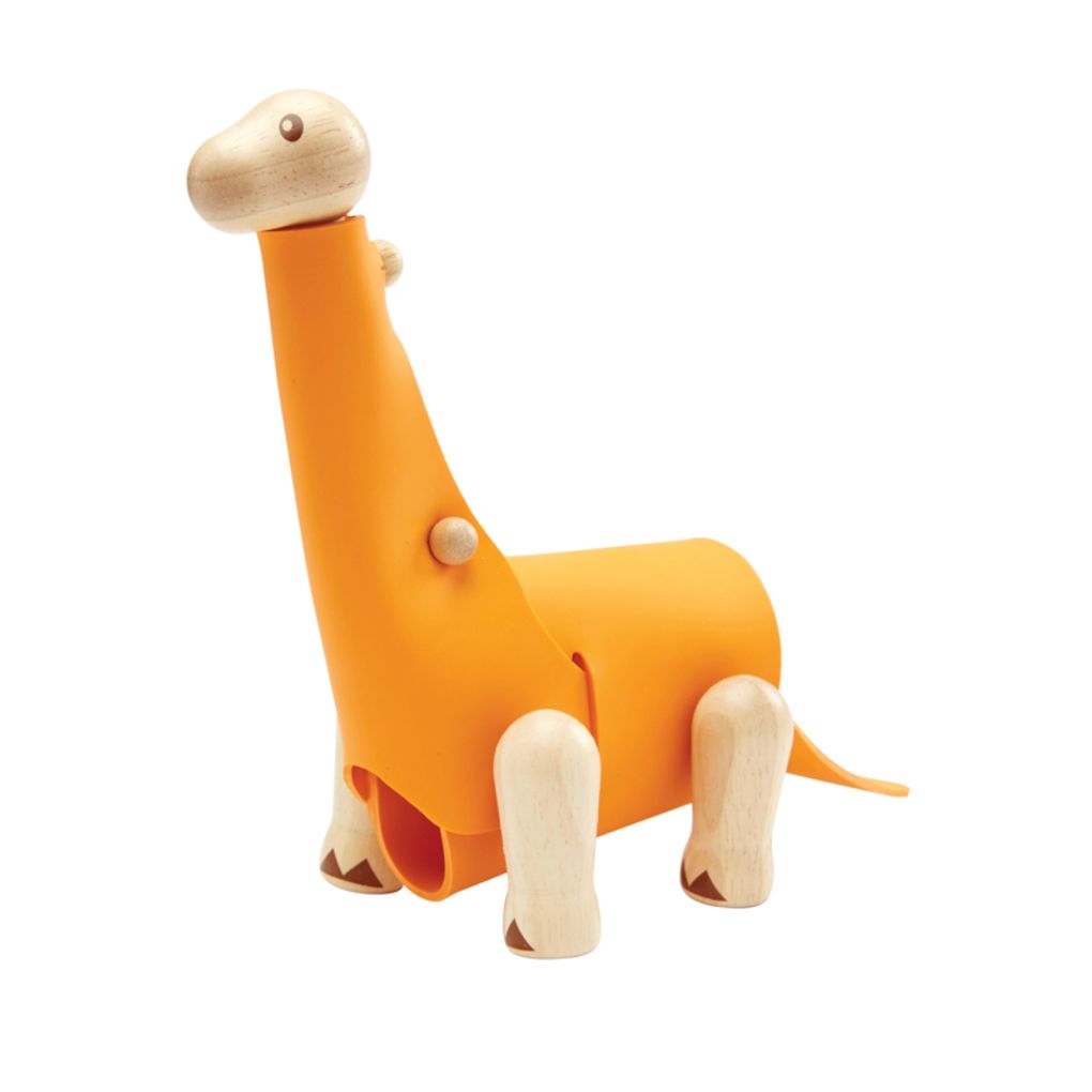 PlanToys orange DIY Brachiosaurus wooden toy