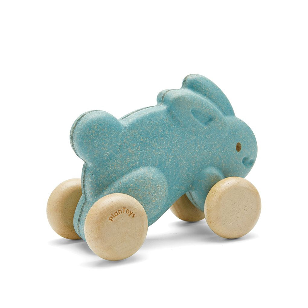 PlanToys blue Push Along Bunny wooden toy