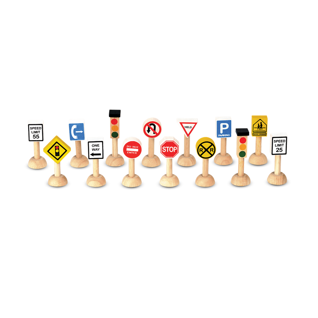 PlanToys Set Of Traffic Signs & Lights wooden toy