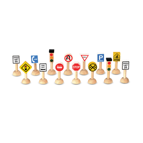 PlanToys Set Of Traffic Signs & Lights wooden toy