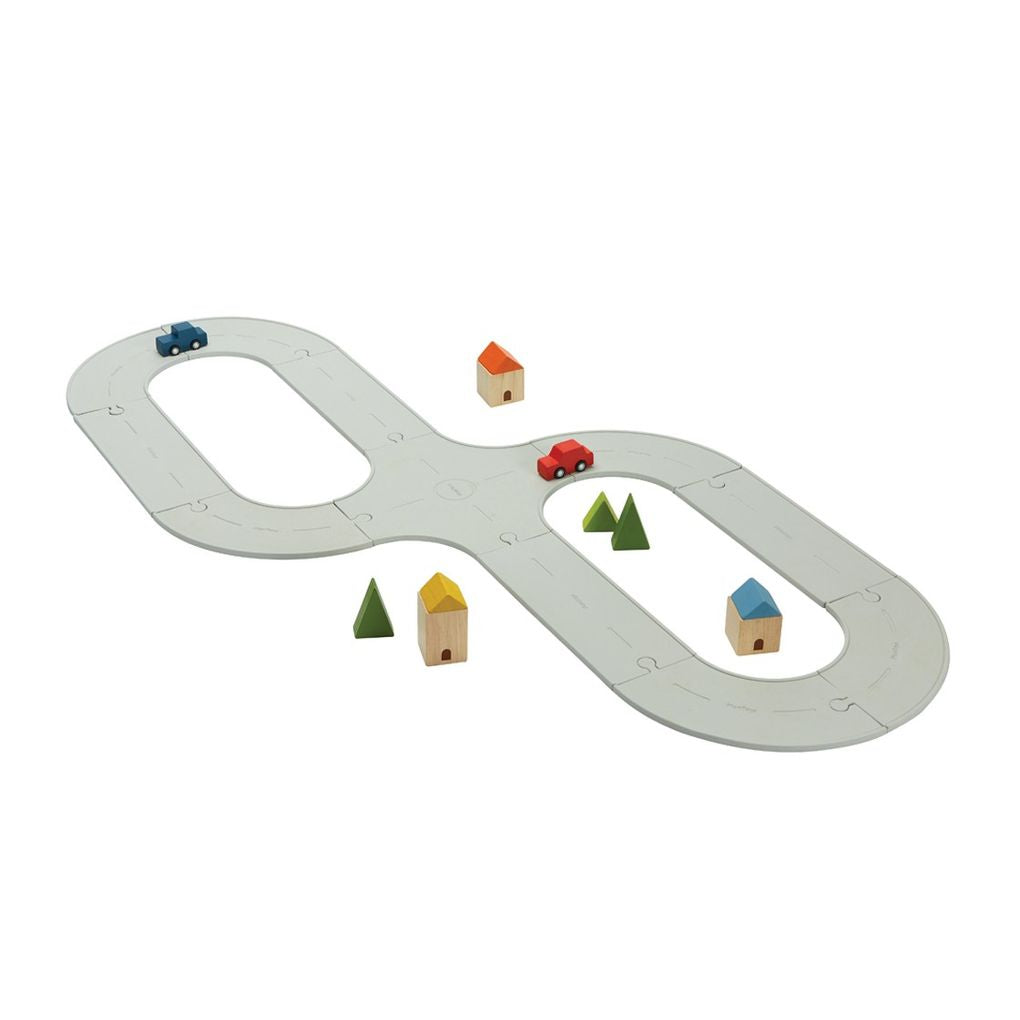PlanToys Rubber Road & Rail Set - Medium wooden toy
